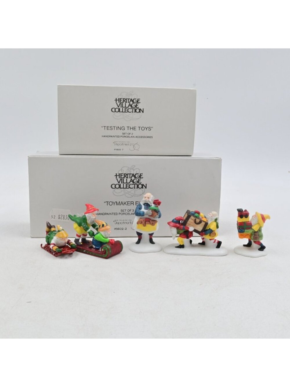 Department 56 Heritage Village Toymaker Elves 5602-2 Testing the Toys 5605-7